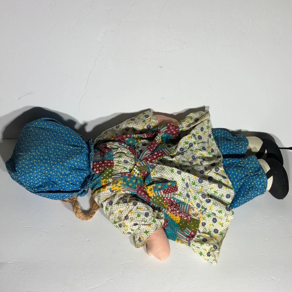 Handmade Patchwork Rag Doll in Blue Outfit
